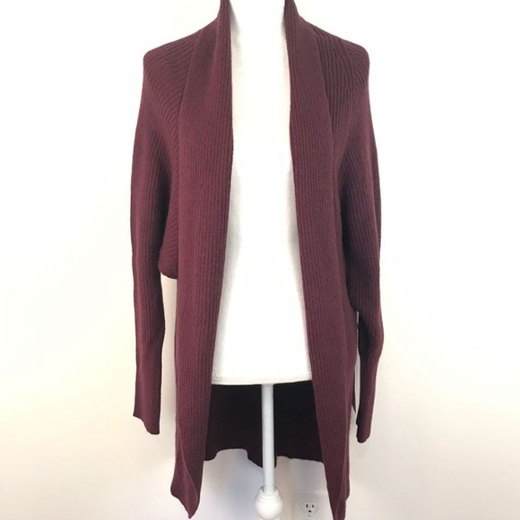 Leith Dolman Sleeve Long Cardigan in Burgundy NWT - Picture 2 of 6